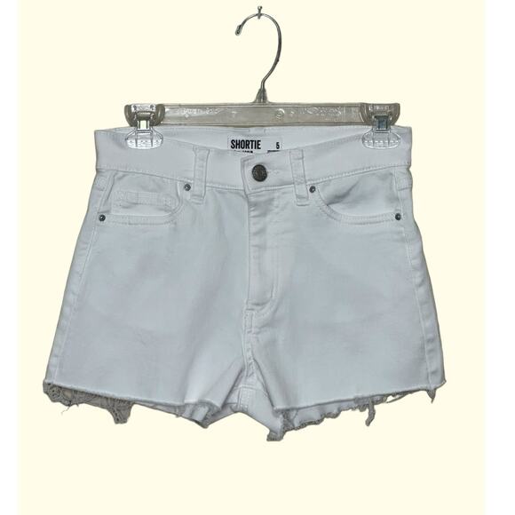 Refuge Denim Shortie white stretch jean shorts size Junior 5 - Picture 1 of 8
